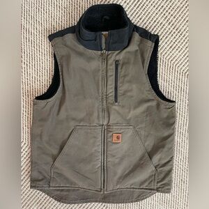 Carhartt Gray Sherpa-lined Vest with Black Trim - Washed Duck - Men’s Medium